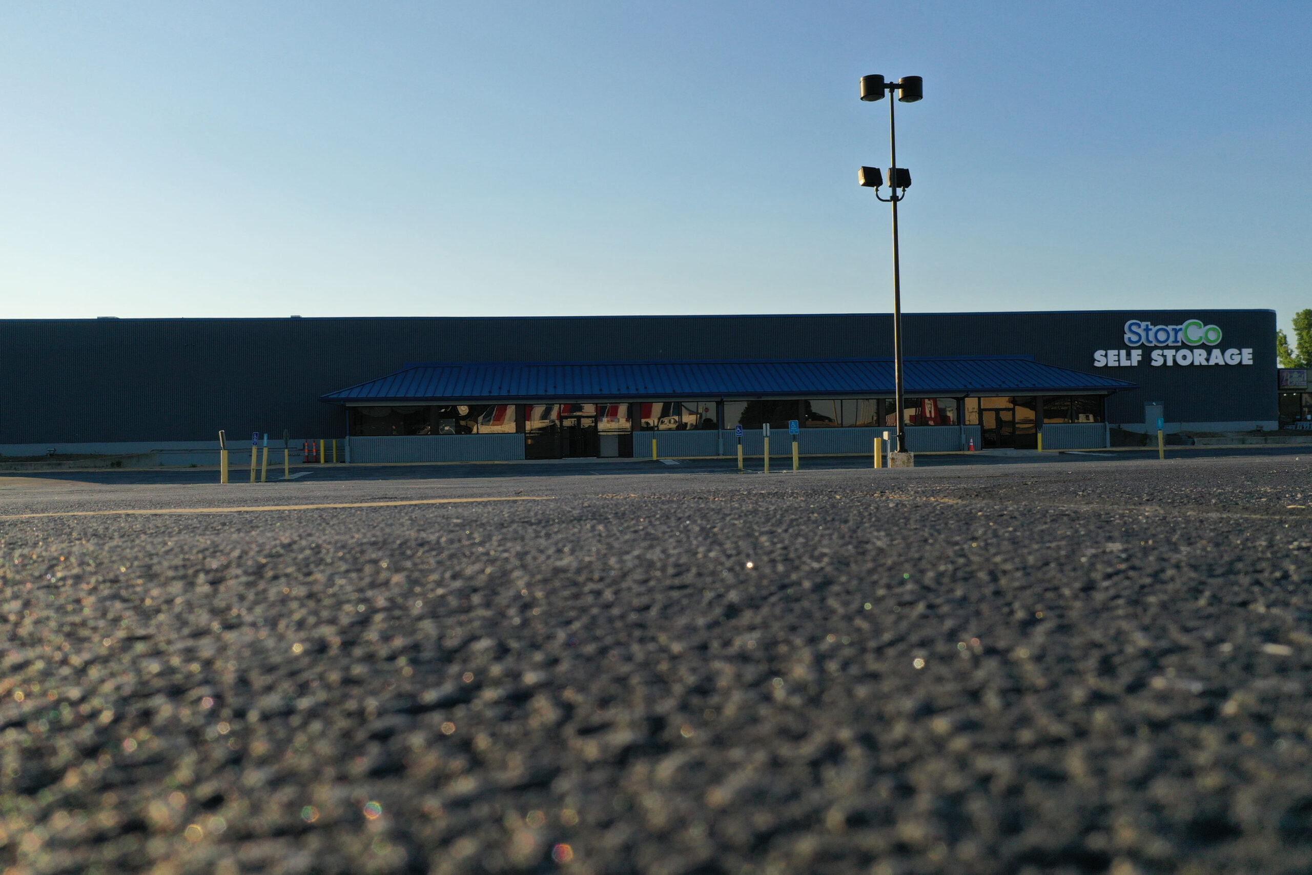 Parking lot with storage facility